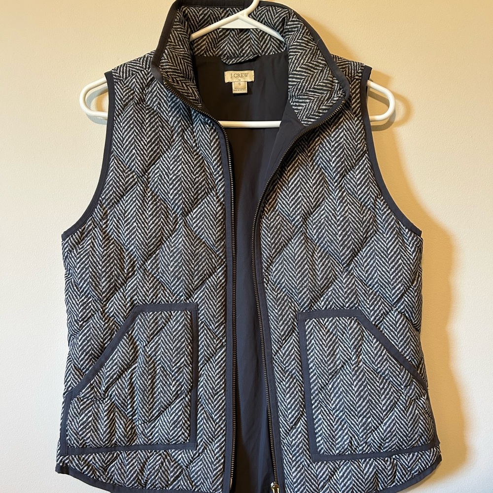J. Crew Black and Gray Quilted Vest